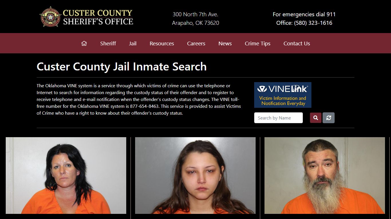 Inmate Search - Custer County Sheriff's Office